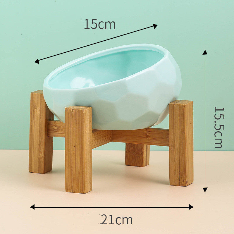Ceramic Oblique Pet Feeding Bowl