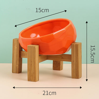 Ceramic Oblique Pet Feeding Bowl