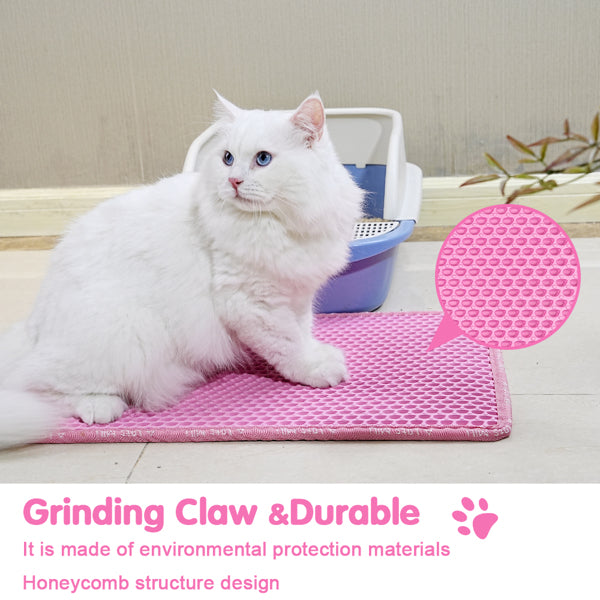 Pink MiLi Cat Litter Mat – Double-Layer, Non-Slip