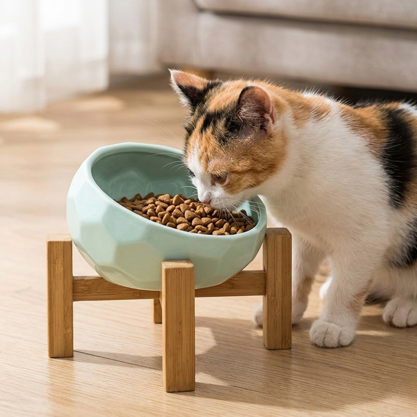 Ceramic Oblique Pet Feeding Bowl
